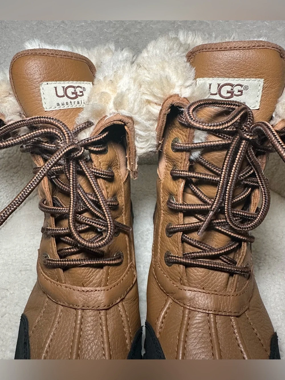 UGG Adirondack Waterproof Winter Boots Leather Wool Lined eVent Vibram Brown 7.5